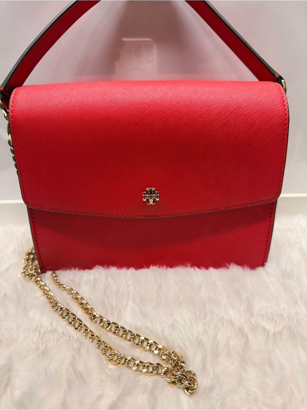 TORY BURCH-Emerson Adjustable Shoulder Bag Red Leather